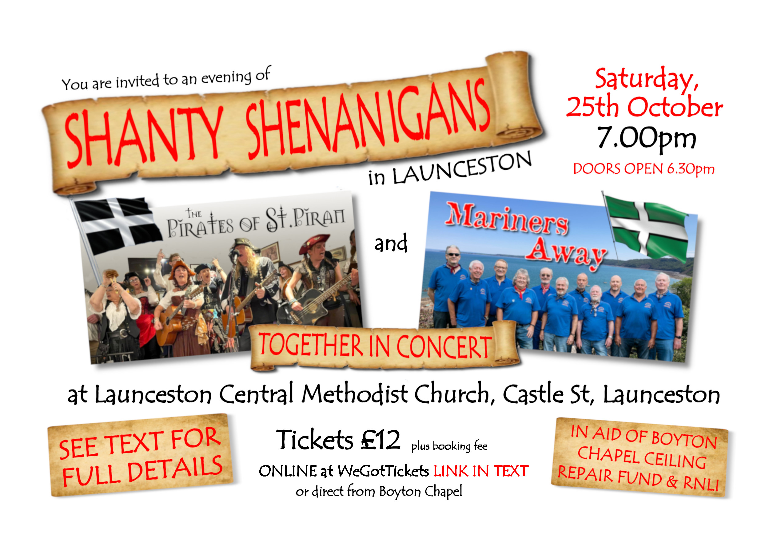 MARINERS AWAY AND PIRATES OF ST.PIRAN COMBINE FORCES IN A DYNAMIC ONE-OFF CHARITY CONCERT